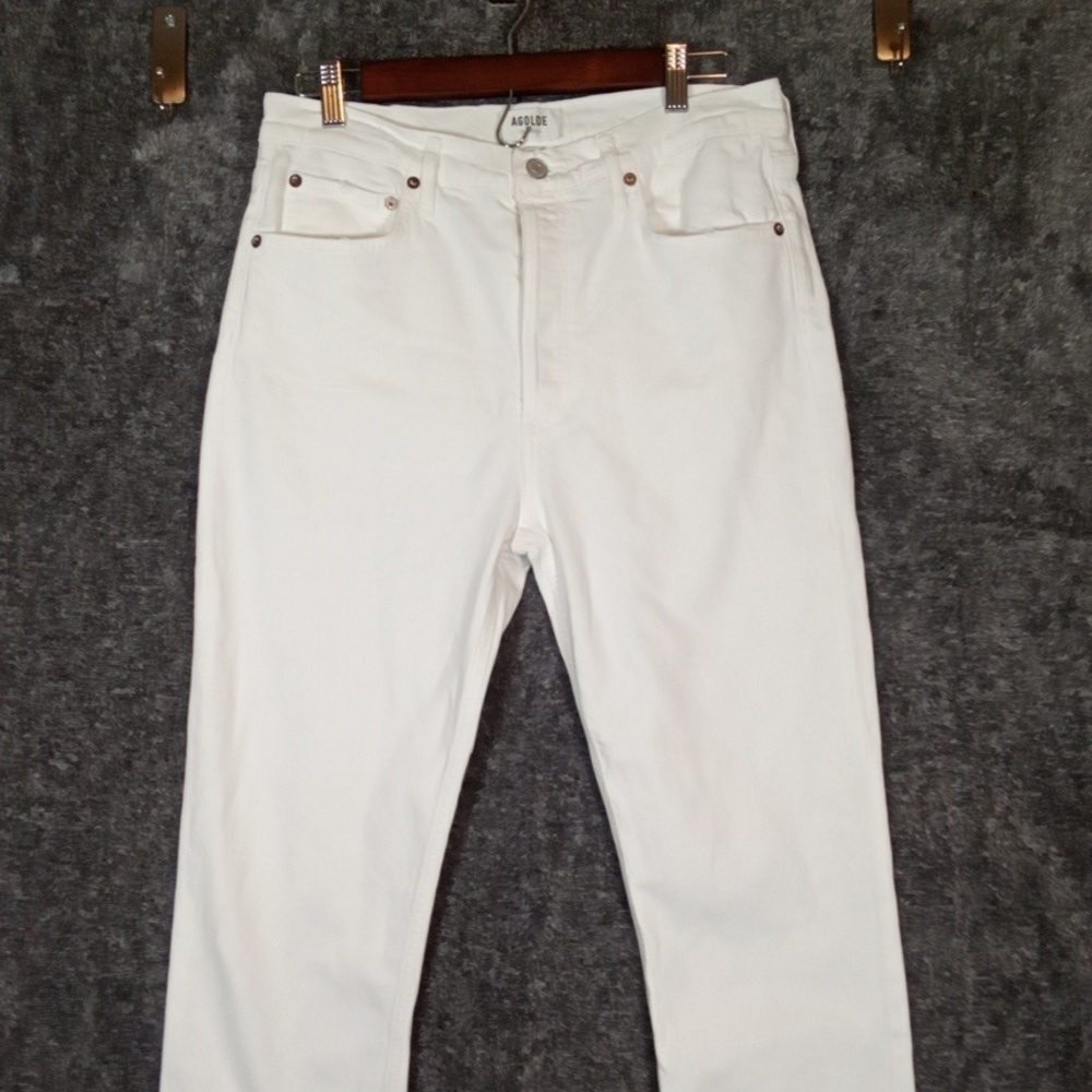 Agolde Riley High Rise Straight Crop Stretch Sour Cream Color Womens 30 - Picture 3 of 11